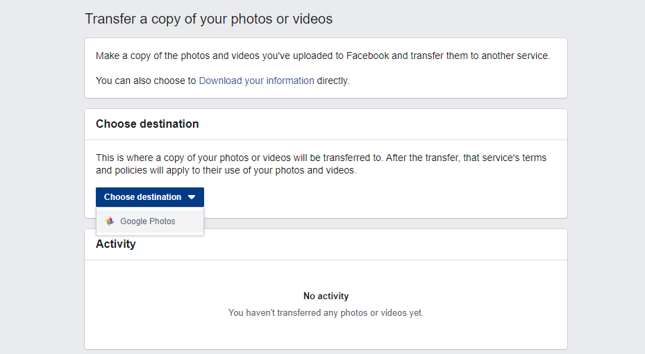Facebook Google Photo