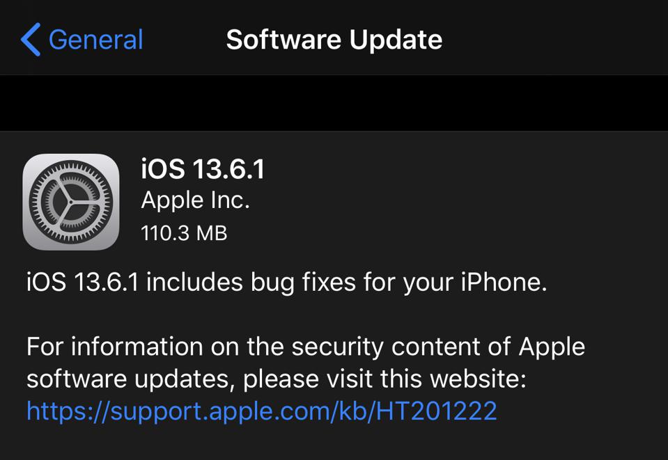 kemaskini ios 13.6.1