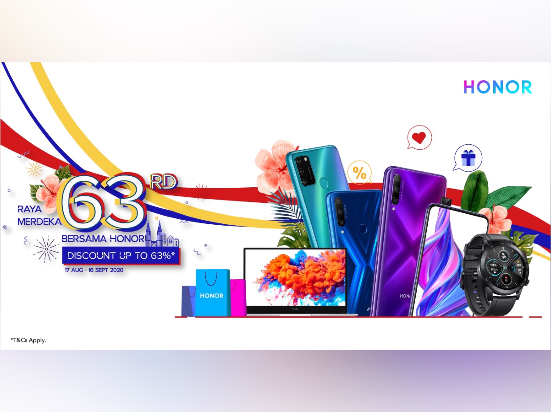 HONOR Tawar Potongan Harga Sehingga 63% Sempena Jualan Raya Merdeka