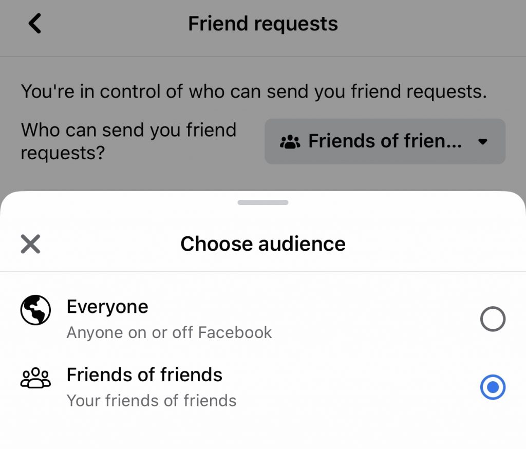 semak tetapan carian Facebook
