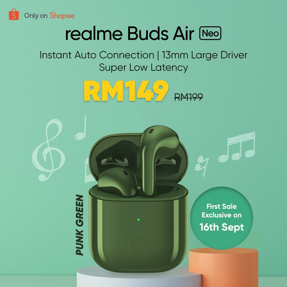 realme air buds neo punk green