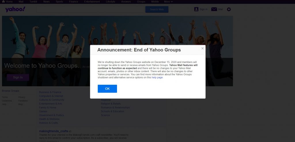 Yahoo groups tutup