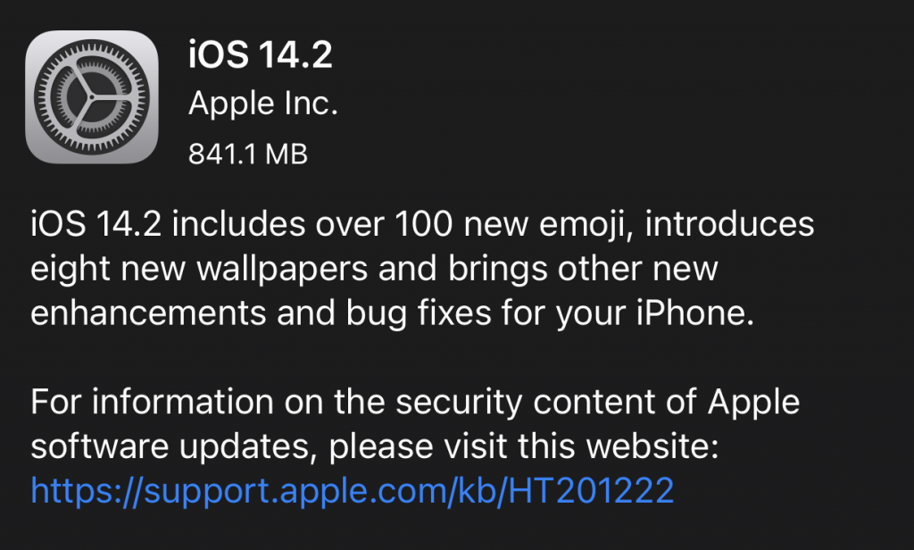 Kemaskini iOS 14.2