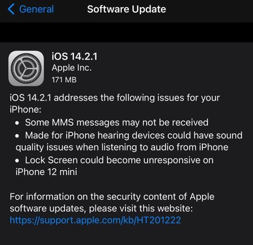kemaskini iOS 14.2.1