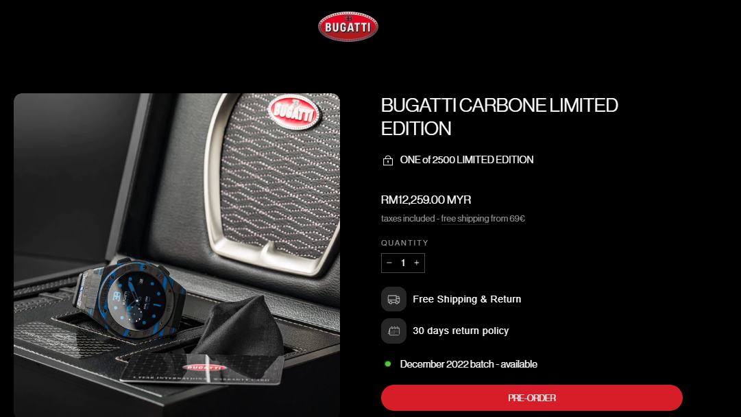 Bugatti Lancar Jam Tangan Pintar Karbon Pertama Di Dunia - Terhad 2500 ...