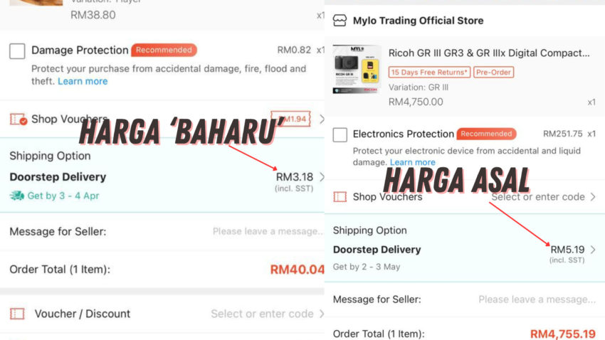 shopee harga shipping
