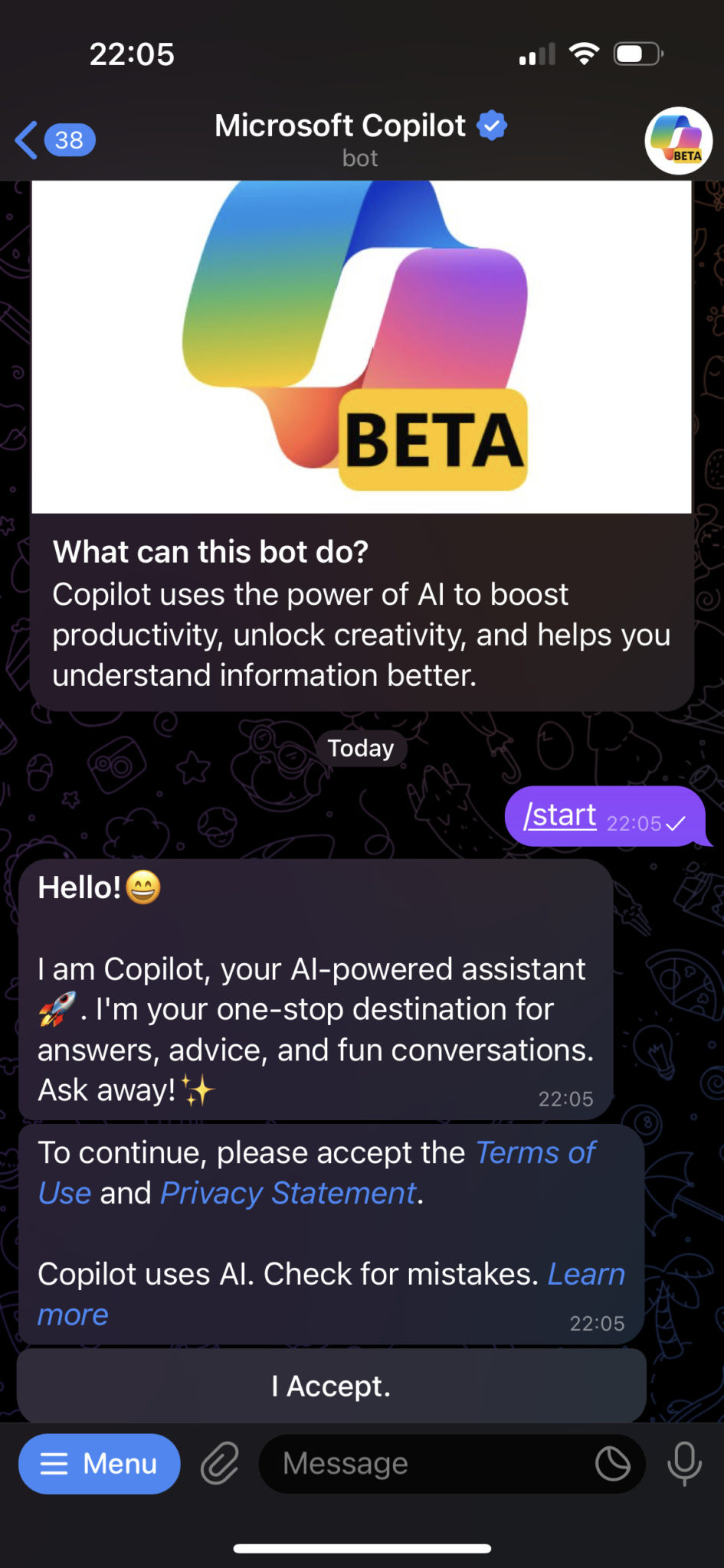 Microsoft Tambah Bot Copilot Dalam Aplikasi Telegram