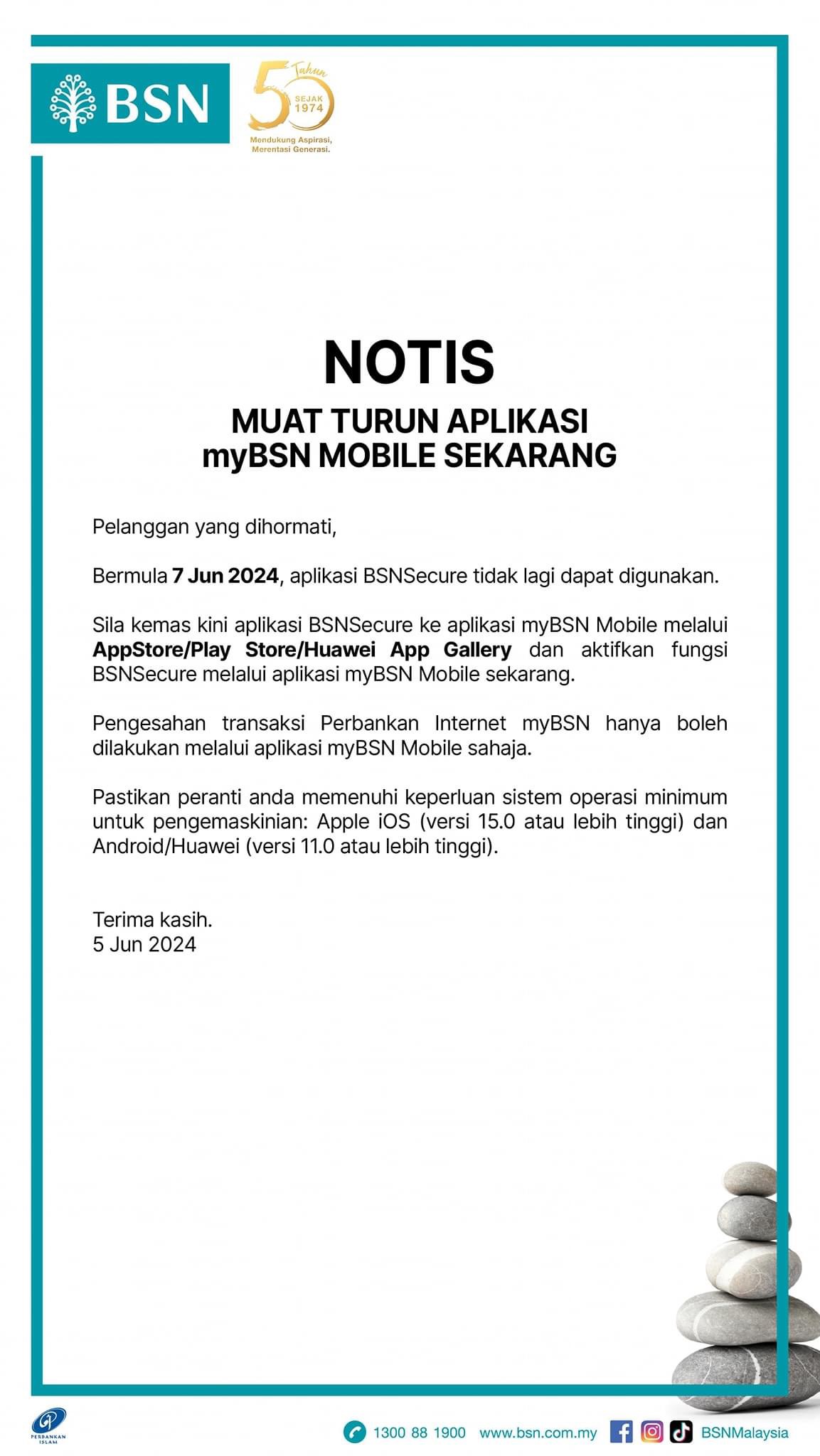 Aplikasi MyBSN Gantikan BSNSecure – Keperluan Minimum iOS 15, Android 11