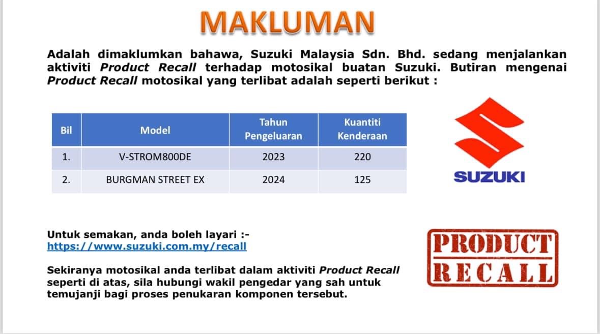 JPJ Umum Pemanggilan Semula Beberapa Model Kenderaan