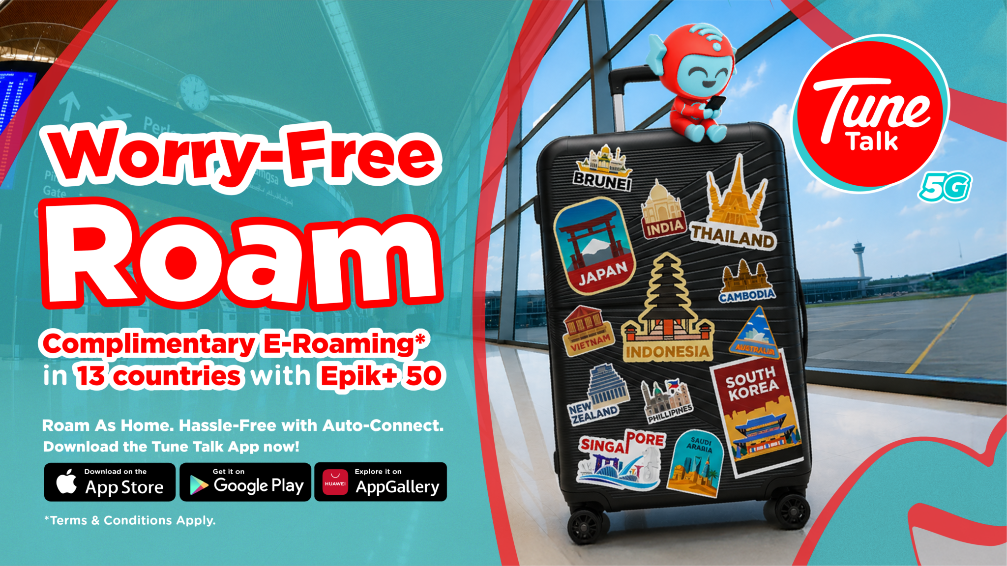 Tune Talk Lancar E-Roaming – Tawar Perayauan Percuma Di 13 Negara Untuk Pelan Terpilih
