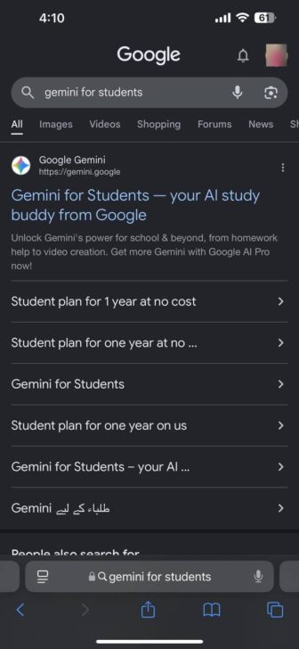 Cari pautan 'Gemini for Students' atau klik pautan laman web https://gemini.google/students/