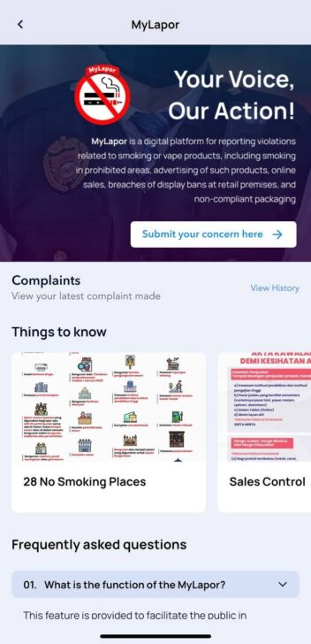 Klik 'Submit your concern here' untuk mula membuat aduan.